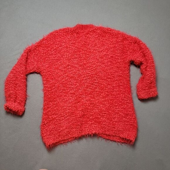 Moth Fuzzy Red Wool blend button up Cardigan in Red. - Picture 2 of 11